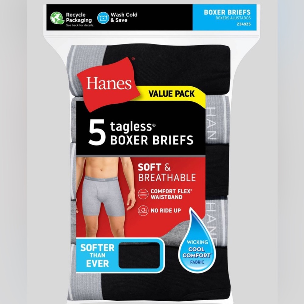 HANES - Men’s 5pk Boxer Briefs. - Picture 7 of 8